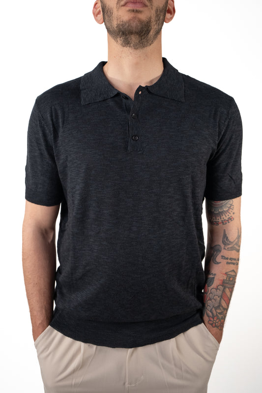 Polo Cotone Fiammato nero