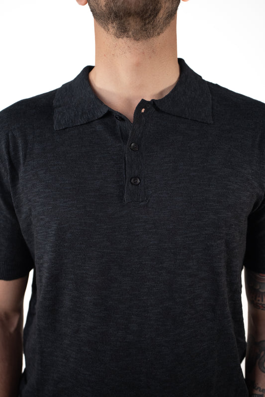 Polo Cotone Fiammato nero