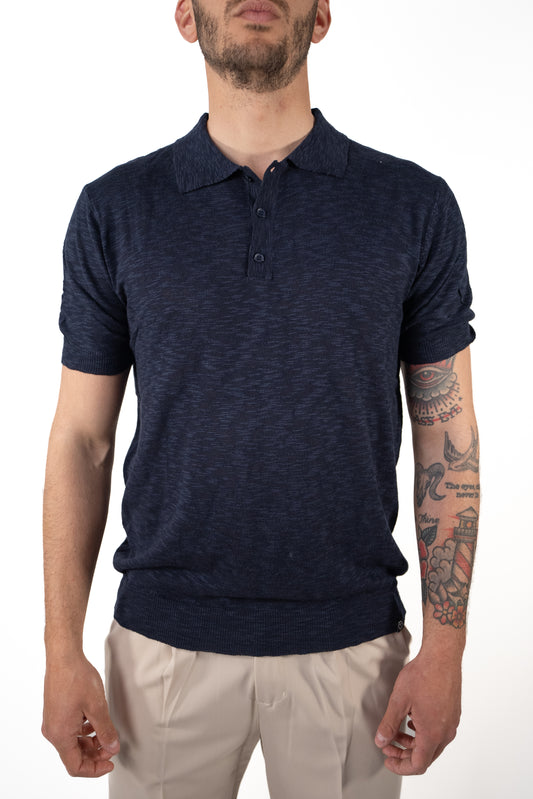 Polo Cotone Fiammato Blu