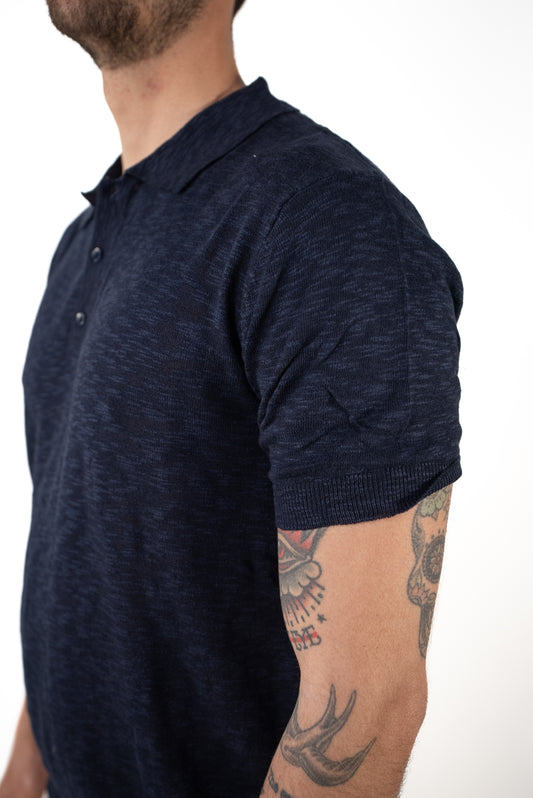Polo Cotone Fiammato Blu