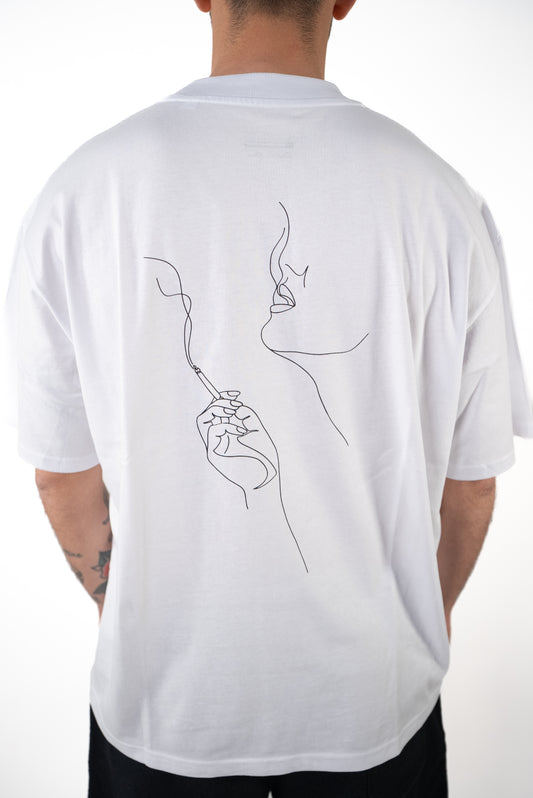 T-shirt in cotone Over Bianca Stampa Schiena