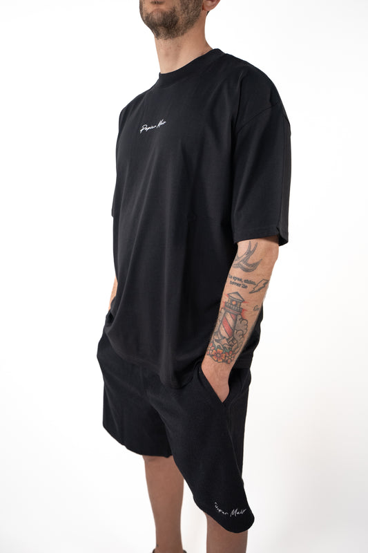 T-shirt in cotone Over Nera Stampa Schiena