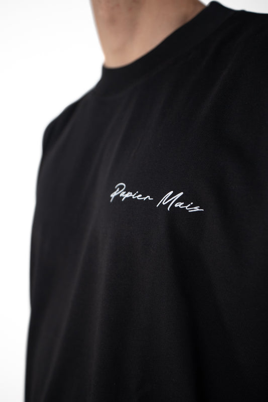 T-shirt Over in cotone Nera Stampa Cuore