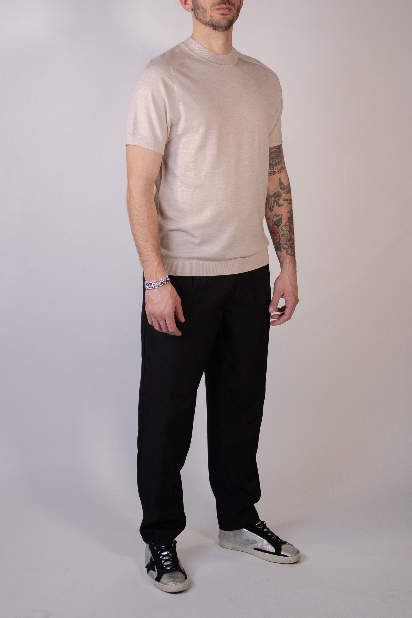T-shirt Knit Merino Beige Melange
