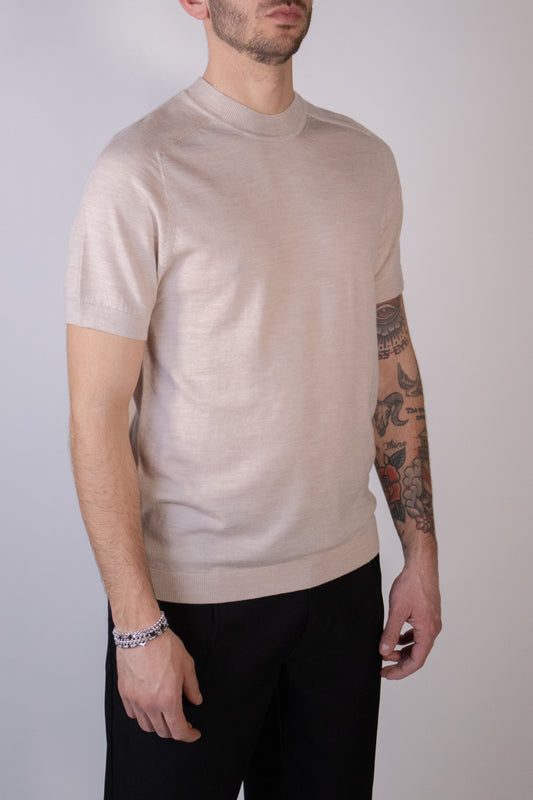 T-shirt Knit Merino Beige Melange