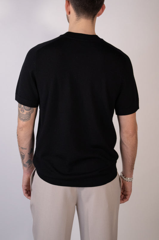 T-shirt Knit Merino Nera