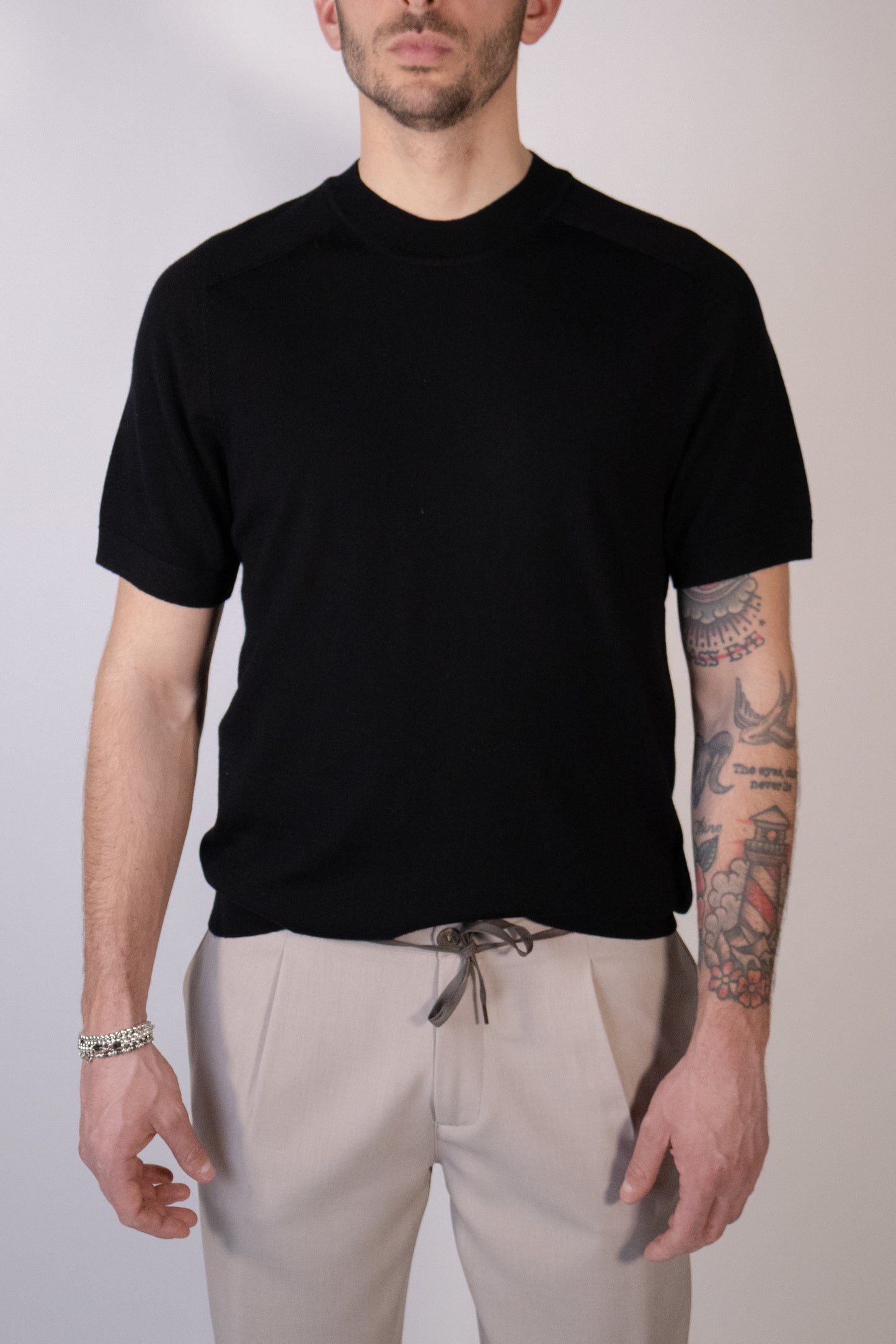 T-shirt Knit Merino Nera