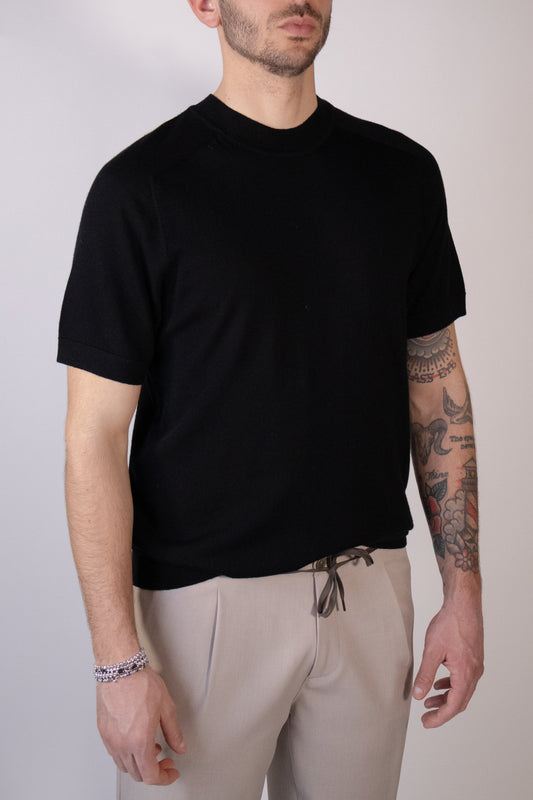 T-shirt Knit Merino Nera