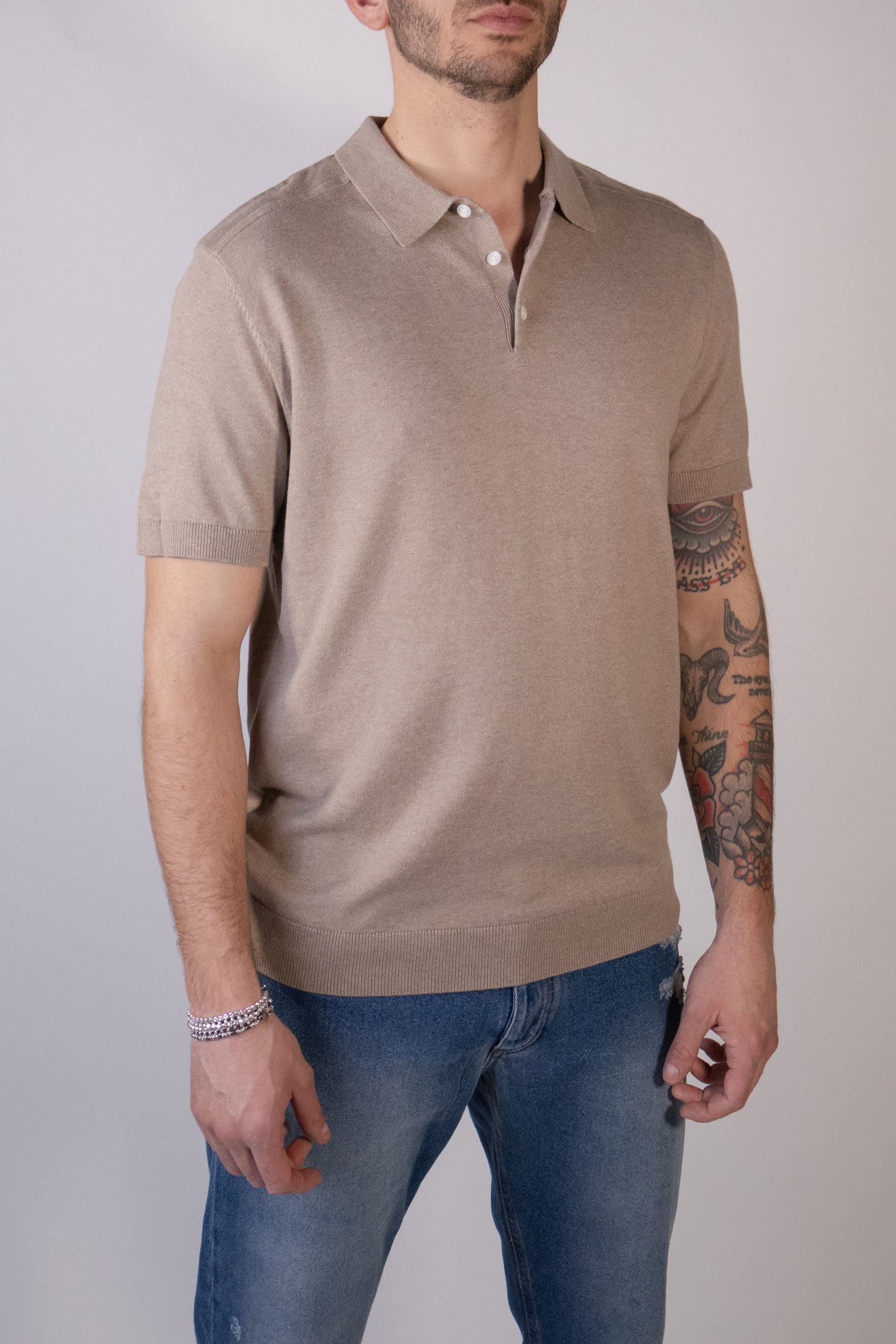 Polo Manica Corta Sabbia in Cotone