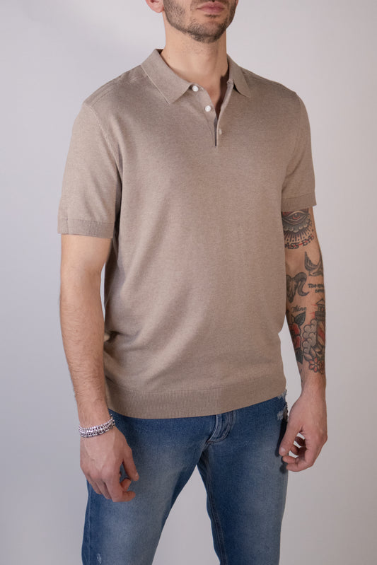 Polo Manica Corta Sabbia in Cotone