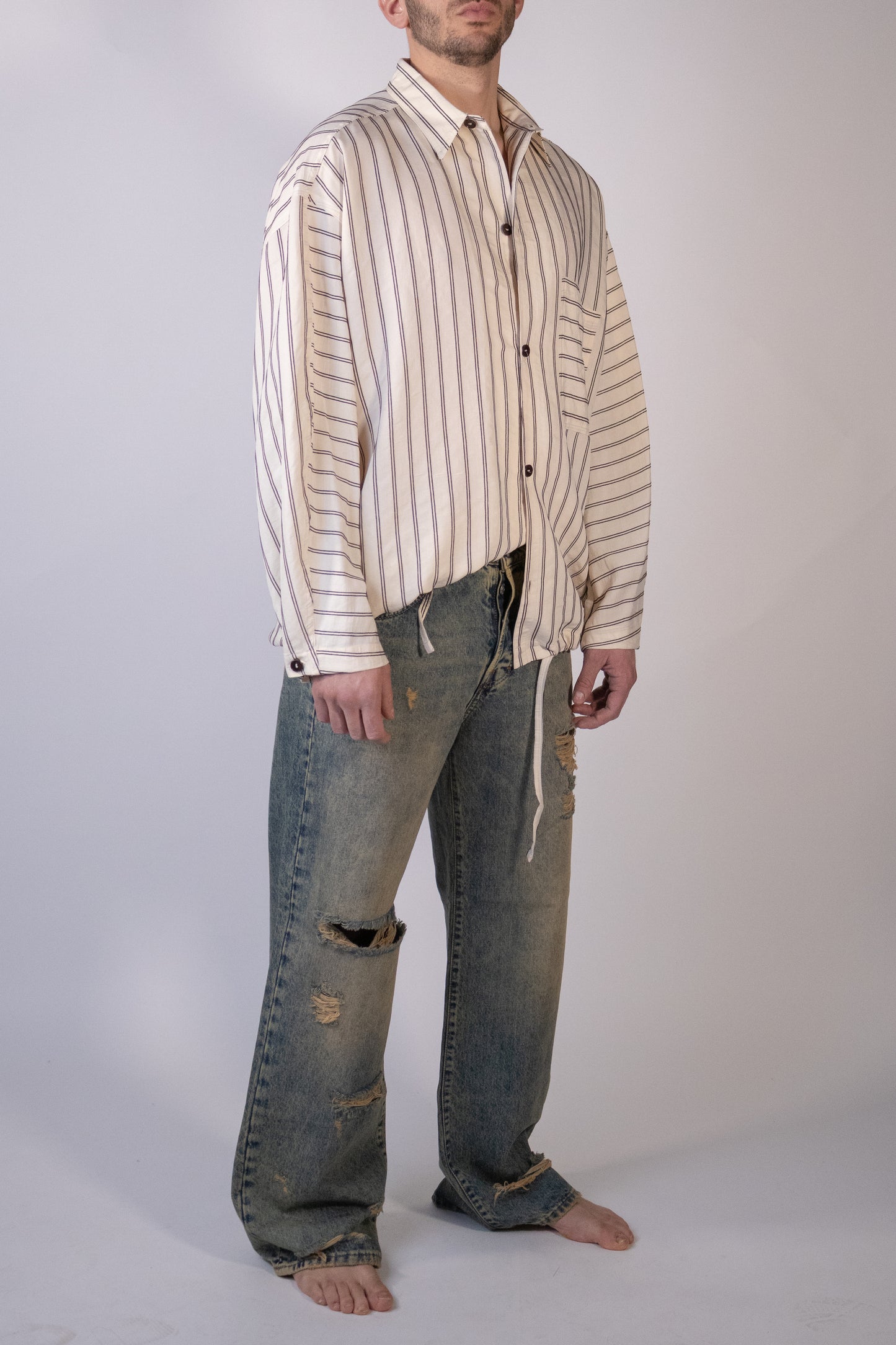 Jeans Gamba Ampia con Rotture