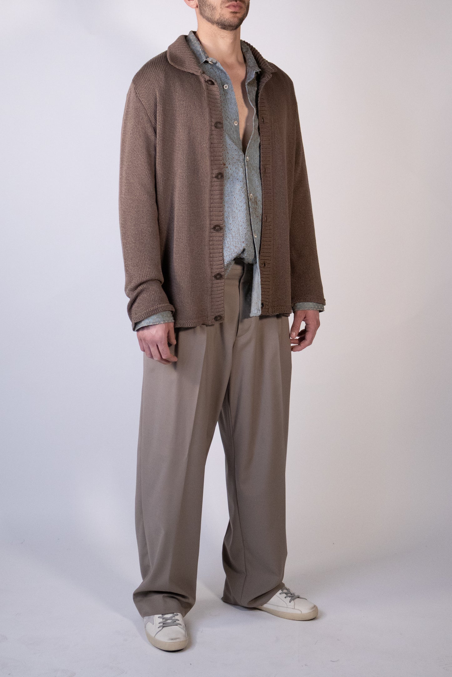 Cardigan Collo Polo in Maglia