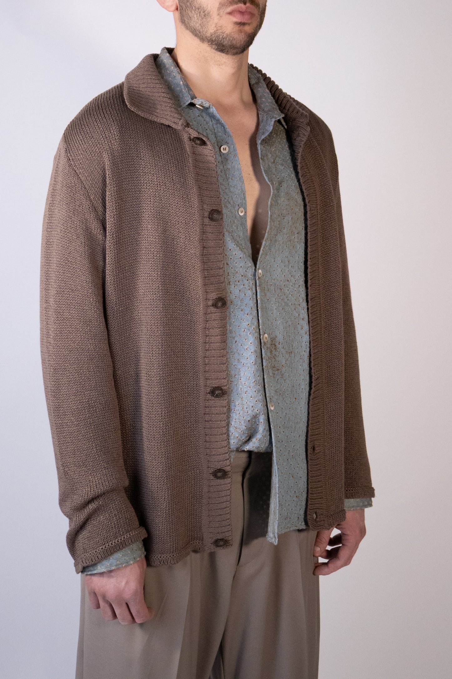 Cardigan Collo Polo in Maglia