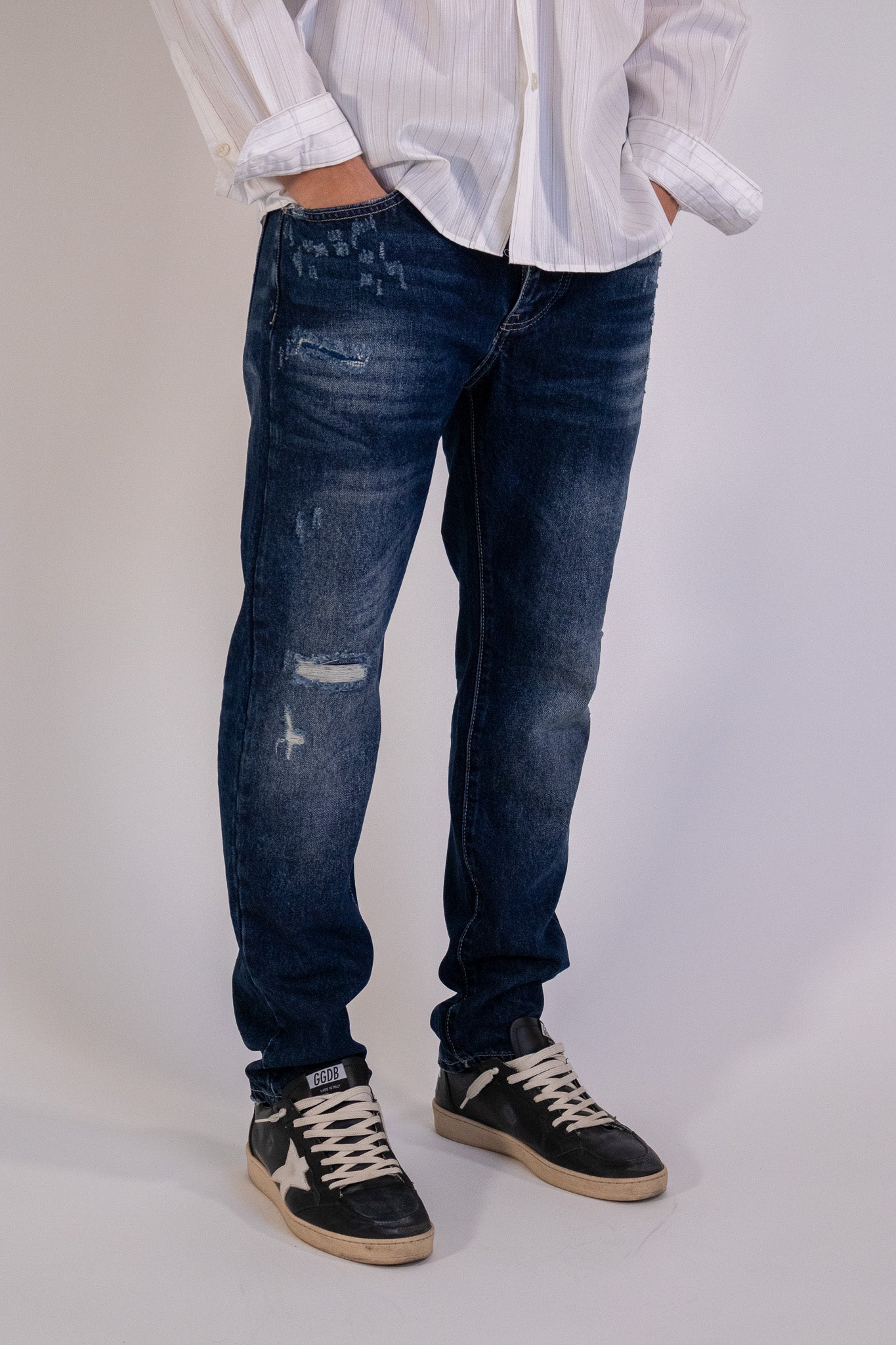 Jeans Cinque Tasche Carrot Lavaggio Scuro