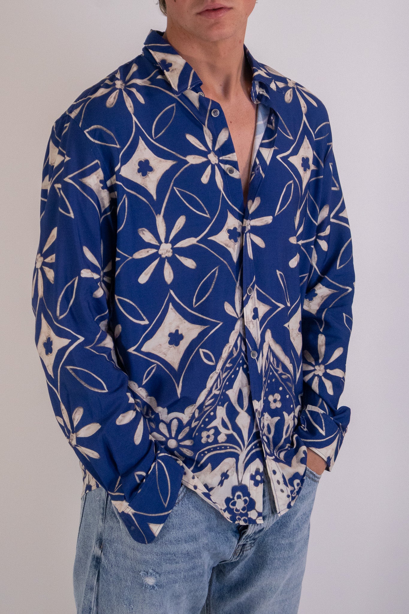 Camicia Fantasia Navy Blue