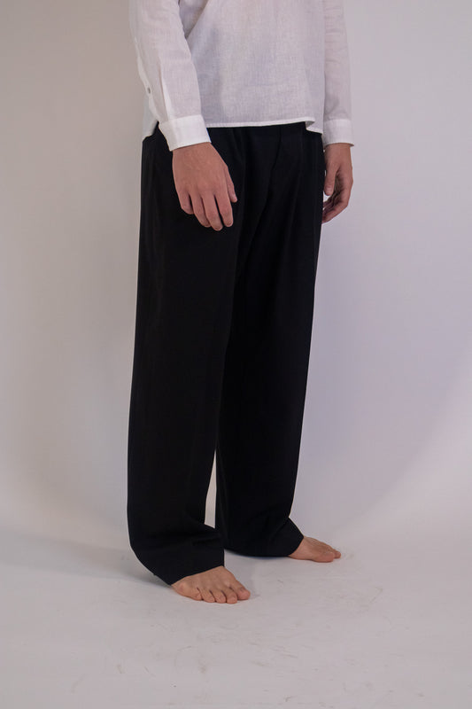 Pantalone Fondo Ampio con Pence Nero