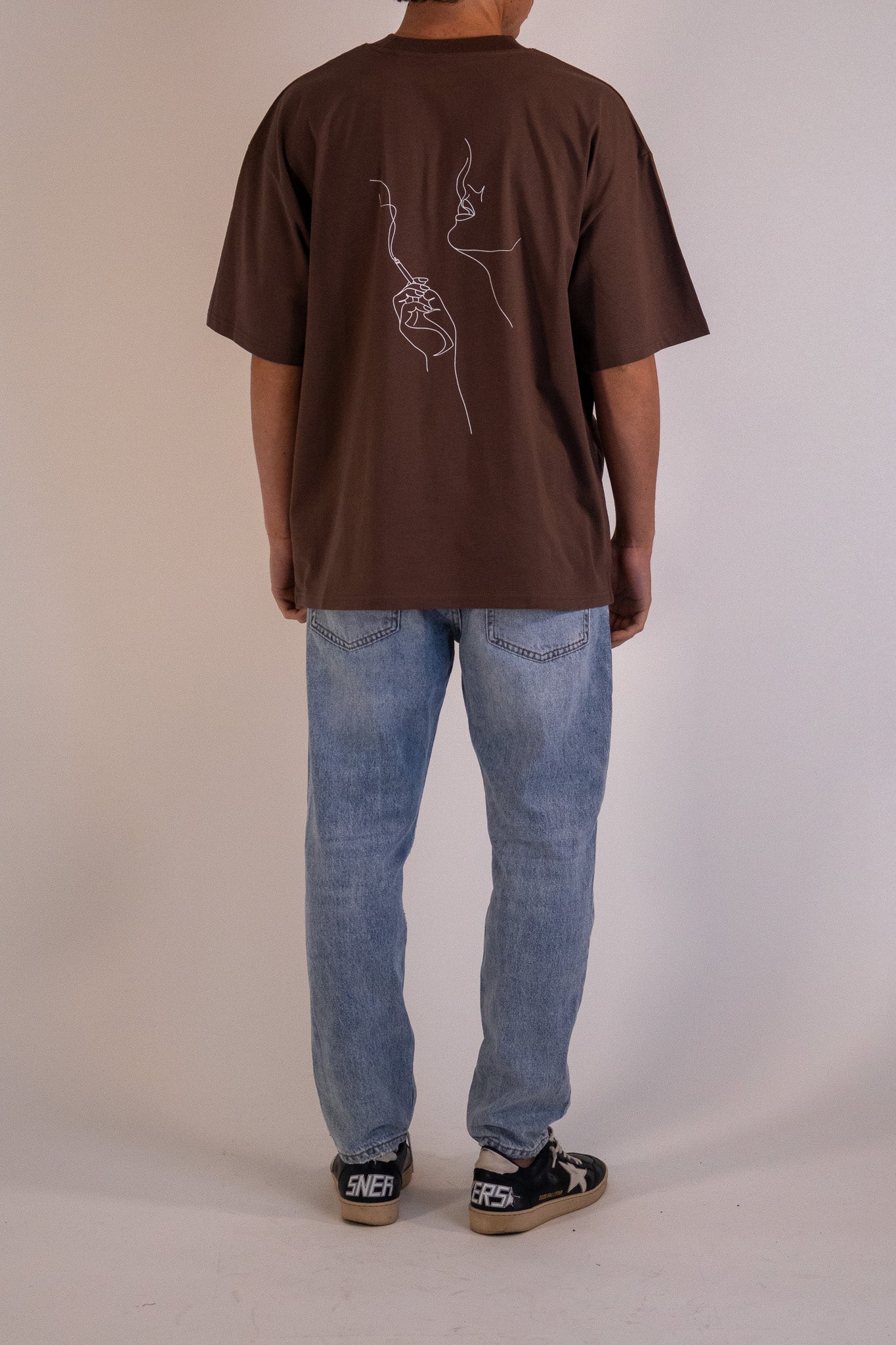T-Shirt in cotone Over Stampa Schiena Moro